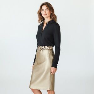 Vintage Noviello Bloom 100% Silk Gold Pencil Skirt | High Waist | Luxury
